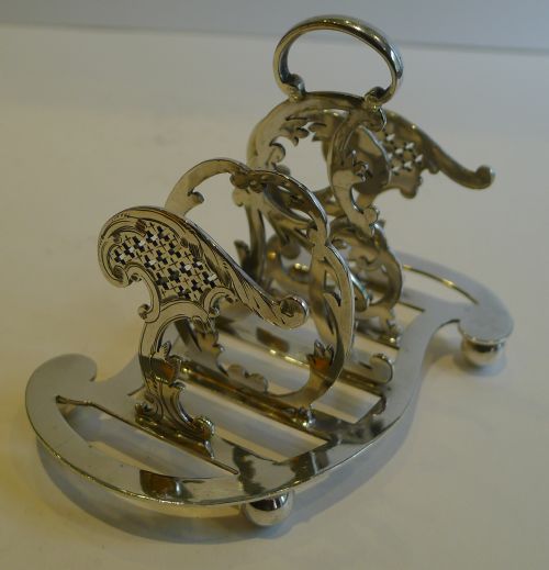 Genuine Antique English Toast Rack - Reg. For 1896 - Silver Plate