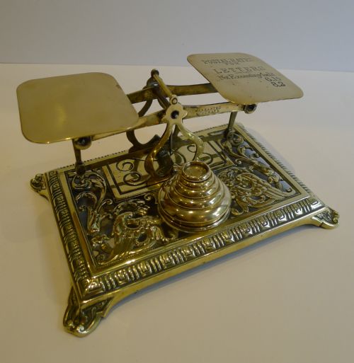 Antique English Brass Postal or Letter Scales - Reg. Number for 1886