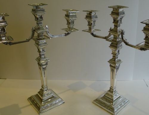fig 1. Magnificent Pair Grand Antique English Three Light Candelabra c.1880