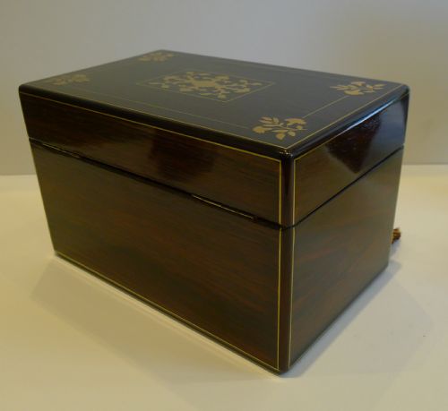 fig 2. Antique Brass Inlaid French Rosewood Tea Caddy c.1860