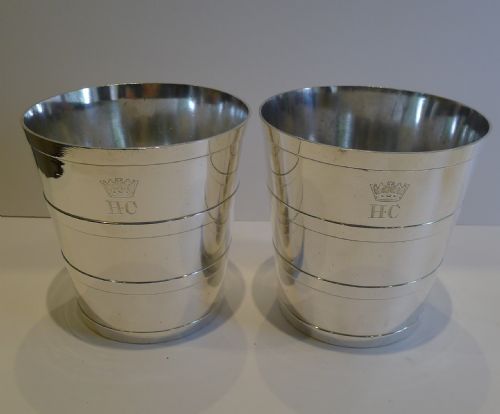 Fabulous Pair Antique Elkington Ice Buckets - 1881