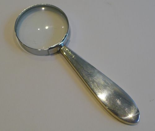fig 1. Small Antique English Sterling Silver & Tortoiseshell Handled Magnifying Glass - 1926
