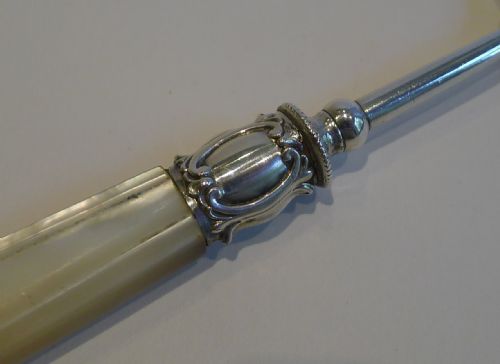 fig 1. Antique English Sterling Silver & Mother of Pearl Bread Fork by Francis Howard Ltd.