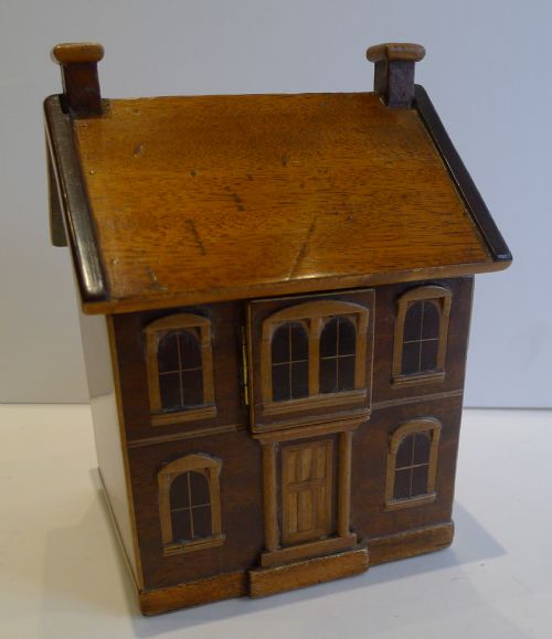 Rare English Georgian Mahogany Tea Caddy in the Form of a House C.1810