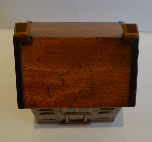 fig 1. Rare English Georgian Mahogany Tea Caddy In The Form Of A House c.1810