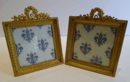 Superb Pair Antique French Gilded Bronze Photograph Frames C.1870