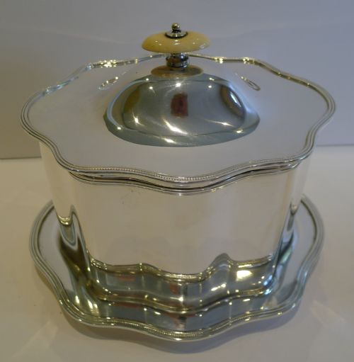Antique English Silver Plated Biscuit Box by Harrods, London, C.1880