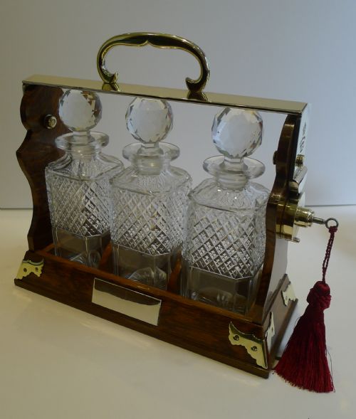 fig 1. Handsome Antique English Three Bottle Tantalus by Betjemann's c.1890