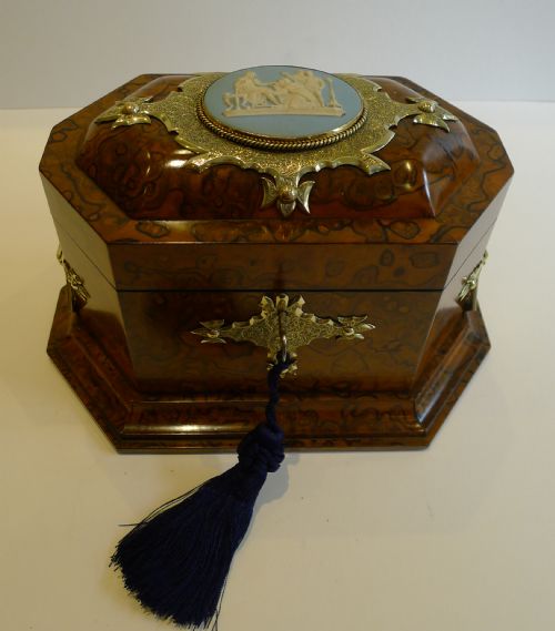 Rare & Grand Antique English Tea Caddy by Asser & Sherwin, London C.1860 - Wedgwood Mount