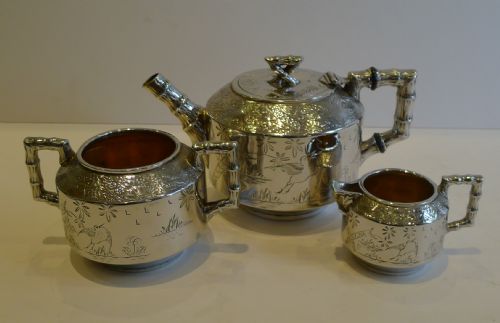 Antique English Chinnoiserie Bachelor Tea Set C.1890 by Lee & Wigfull