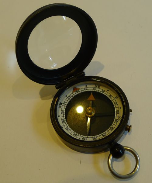 Rare Antique Negretti & Zambra Compass C. 1910 - Magnifying Glass