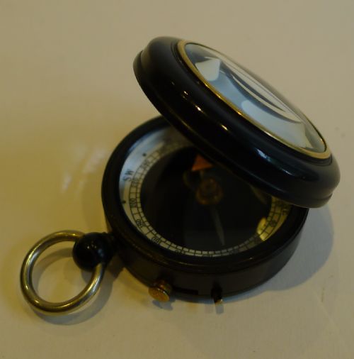 fig 1. Rare Antique Negretti & Zambra Compass c. 1910 - Magnifying Glass