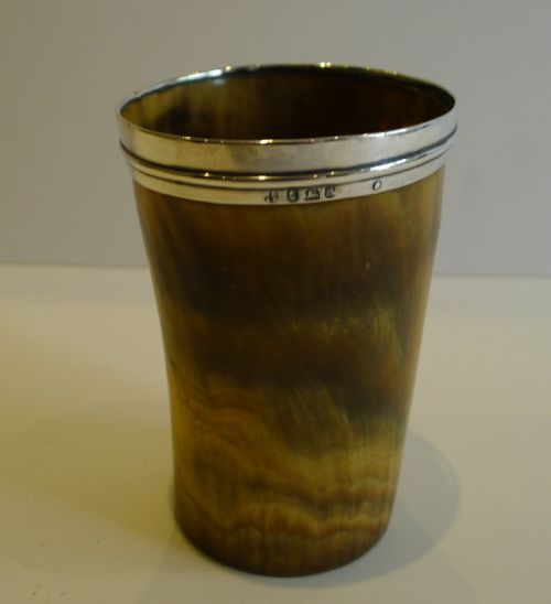 Handsome Eighteenth Century Horn & Sterling Silver Cup or Beaker - 1797