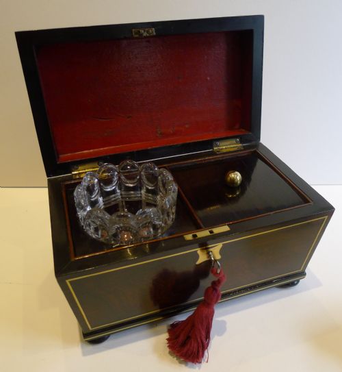 Brass Inlaid English Regency Tea Caddy C.1820