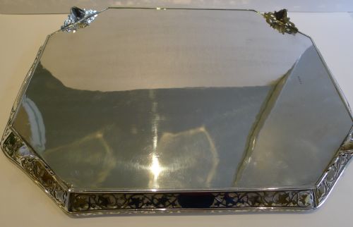 MAGNIFICENT ANTIQUE ENGLISH RETICULATED SERVING TRAY BY LEE WIGFULL C1880 - ADDITIONAL PHOTO 1