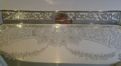 MAGNIFICENT ANTIQUE ENGLISH RETICULATED SERVING TRAY BY LEE WIGFULL C1880 - ADDITIONAL PHOTO 5