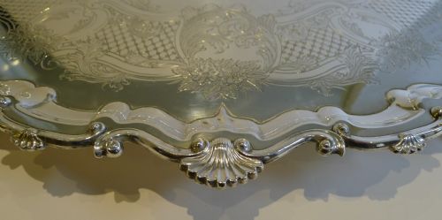 fig 1. Antique English Silver Plated Serving Tray by Barker Brothers c.1890