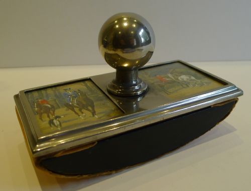 fig 1. Antique English Hunt Scene Rolling Blotter c.1910