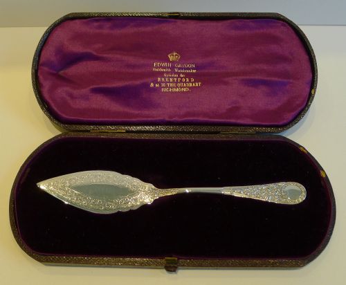 Striking Antique English Sterling Silver Butter Knife - 1878