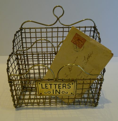 Victorian English Brass Mesh Letters Box or Caddy C.1880
