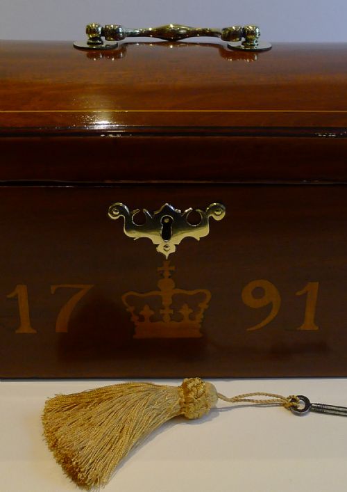 Large Antique English Mahogany Table / Desk Box - 1791