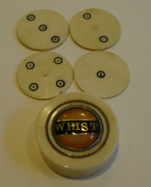 Antique English Whist Counters & Box C.1790