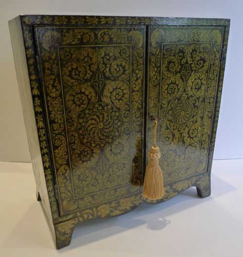 MAGNIFICENT ANTIQUE ENGLISH PENWORK TABLE CABINET C1790 - ADDITIONAL PHOTO 10