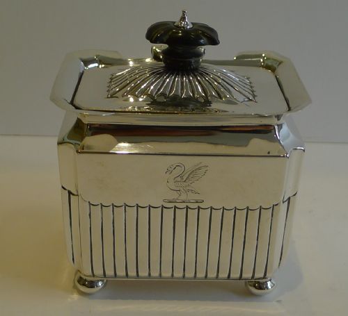 fig 1. Elegant English Victorian Sterling Silver Tea Caddy - 1898
