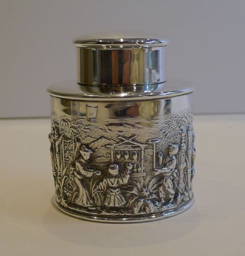 Charming Antique English Sterling Silver Tea Caddy - 1903