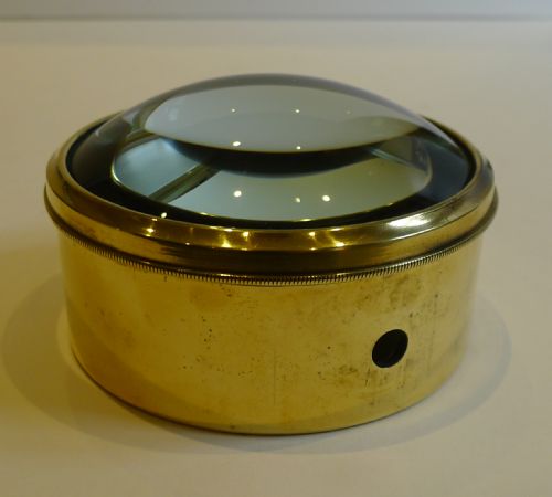 Large English Antique Brass Desk Magnifying Glass / Paperweight C.1910
