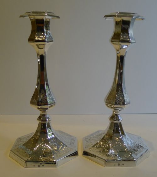 PAIR ANTIQUE ENGLISH SILVER PLATED CANDLESTICKS BY ELKINGTON 1851 - ADDITIONAL PHOTO 11