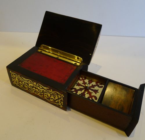 Rare Antique Desk-top Boulle Compendium / Stamp Box - Writing Box Form C.1860