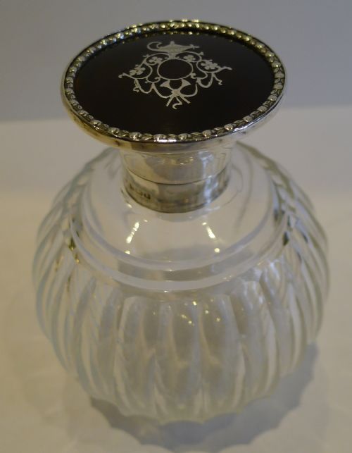 ANTIQUE STERLING SILVER TORTOISESHELL LIDDED PERFUME BOTTLE 1910 - ADDITIONAL PHOTO 1