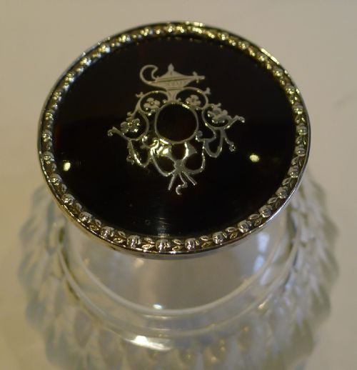ANTIQUE STERLING SILVER TORTOISESHELL LIDDED PERFUME BOTTLE 1910 - ADDITIONAL PHOTO 4