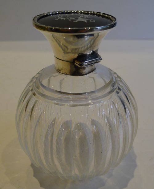 ANTIQUE STERLING SILVER TORTOISESHELL LIDDED PERFUME BOTTLE 1910 - ADDITIONAL PHOTO 5
