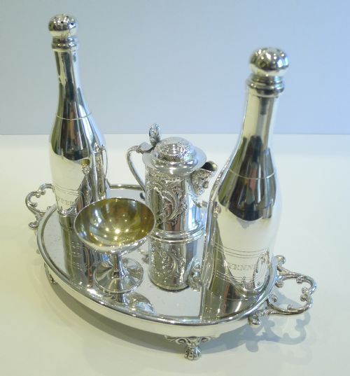 fig 1. Rare Novelty Victorian Cruet Set - Champagne Bottles c.1875