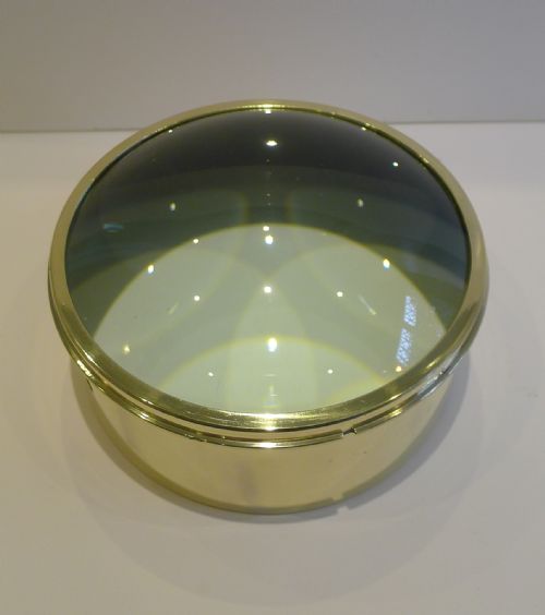 Mammoth English Antique Brass Desk Magnifying Glass / Paperweight C.1910