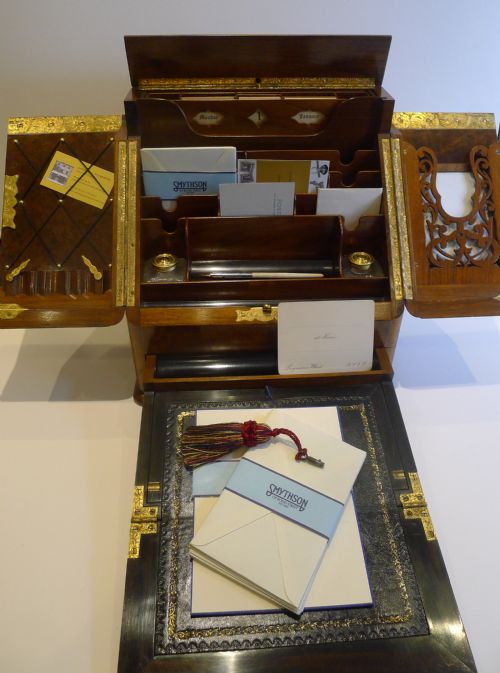 Top-notch Antique English Walnut Stationery Cabinet / Writing Box C.1880
