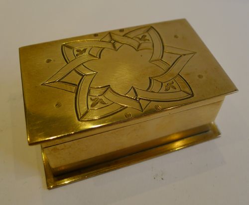 Antique English Polished Bronze Postage Stamp Box C.1870