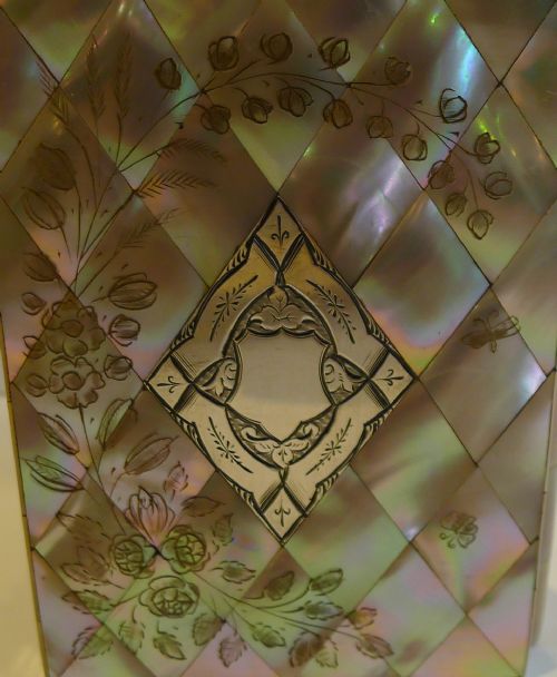 fig 1. Magnificent Antique English Mother of Pearl Shell Card Case
