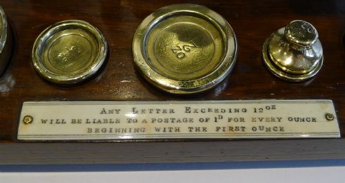 fig 1. Handsome Antique English Mahogany & Brass Postage or Letter Scale by Sampson Mordan
