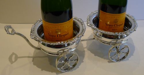 RARE ANTIQUE SILVER PLATED DOUBLE WINE CHAMPAGNE COASTER CART BY MAPLE LONDON C1890 - ADDITIONAL PHOTO 1
