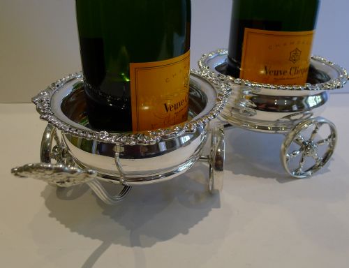 RARE ANTIQUE SILVER PLATED DOUBLE WINE CHAMPAGNE COASTER CART BY MAPLE LONDON C1890 - ADDITIONAL PHOTO 2