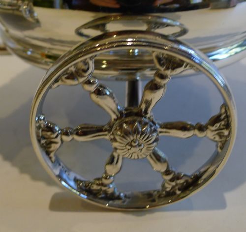 RARE ANTIQUE SILVER PLATED DOUBLE WINE CHAMPAGNE COASTER CART BY MAPLE LONDON C1890 - ADDITIONAL PHOTO 3