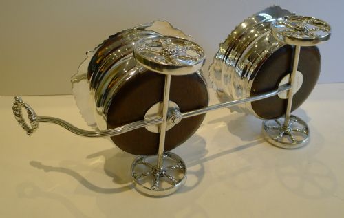 RARE ANTIQUE SILVER PLATED DOUBLE WINE CHAMPAGNE COASTER CART BY MAPLE LONDON C1890 - ADDITIONAL PHOTO 6