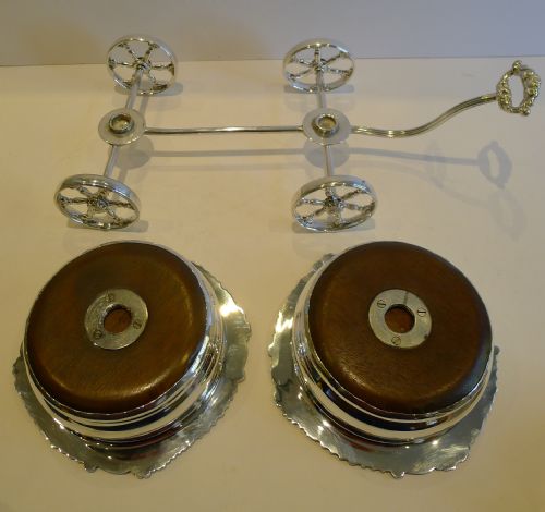 RARE ANTIQUE SILVER PLATED DOUBLE WINE CHAMPAGNE COASTER CART BY MAPLE LONDON C1890 - ADDITIONAL PHOTO 9