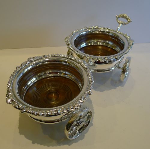 RARE ANTIQUE SILVER PLATED DOUBLE WINE CHAMPAGNE COASTER CART BY MAPLE LONDON C1890 - ADDITIONAL PHOTO 11