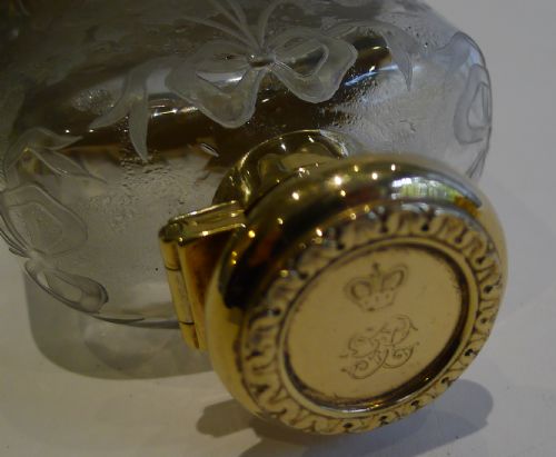 fig 2. Grand Engraved Crystal & Silver Gilt Hip Flask