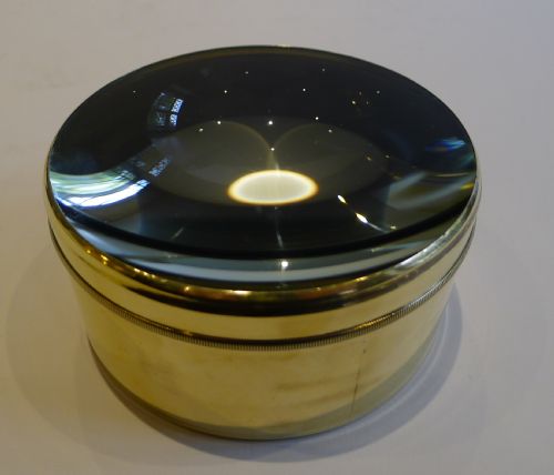Large English Antique Brass Desk Magnifying Glass / Paperweight C.1910