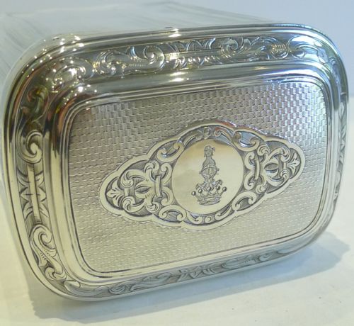 Grand Large Antique Cut Crystal & Sterling Silver Tea Caddy C.1880